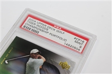 Three (3) Tiger Woods 2004 UDA PSA Slabbed Cards - Championship Portfolio(x2) & Salute - Mint 9, Mint 9, & EX-MT+ 6.5
