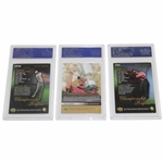 Three (3) Tiger Woods 2004 UDA PSA Slabbed Cards - Championship Portfolio(x2) & Salute - Mint 9, Mint 9, & EX-MT+ 6.5
