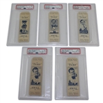 Five (5) 1949 Turf Cigarettes PSA Slabbed Cards - Adams(x2), King, Whitcombe, & Daly - Ex-Mt, Ex, VG-Ex, Ex-Mt, & Good