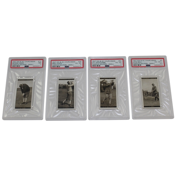 Four (4) Wa & Churchman PSA Slabbed Golf Cards - Gadd, Leach, Whitcombe, & Ball - Nm, Vg-Ex, Vg-Ex, & Vg-Ex+