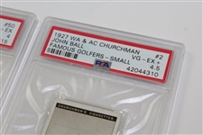 Four (4) Wa & Churchman PSA Slabbed Golf Cards - Gadd, Leach, Whitcombe, & Ball - Nm, Vg-Ex, Vg-Ex, & Vg-Ex+