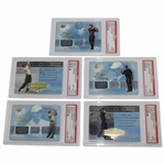 Five (5) Tiger Woods 2004 UDA PSA Slabbed Promo Cards - Mint 9(x4) & Nm-Mt+