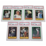 Seven (7) Donruss Golf PSA Slabbed Golf Cards - Mahaffey, Brenshaw, Burns, Fiori, Newton, Pate, & Miller