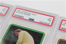 Seven (7) Donruss Golf PSA Slabbed Golf Cards - Mahaffey, Brenshaw, Burns, Fiori, Newton, Pate, & Miller