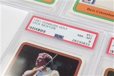 Seven (7) Donruss Golf PSA Slabbed Golf Cards - Mahaffey, Brenshaw, Burns, Fiori, Newton, Pate, & Miller