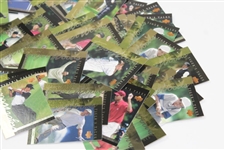 Grouping of Tiger Woods 'Tiger Tales' Cards with Tour Time, Stat Leaders, Defining Moments, & Victory March