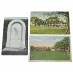 Young Tom Morris Gravesite Postcard with Two Augusta National GC Clubhouse Postcards