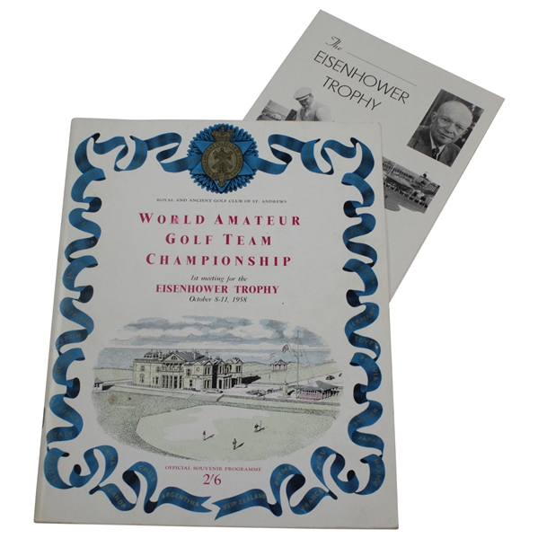 1958 Woirld Amateur Eisenhower Trophy Program with Pairing Sheet - Bobby Jones Captain