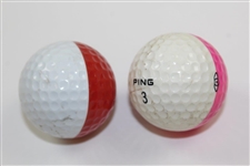 Red/White Promotional & Pink/White Karsten Eye Ping Golf Balls