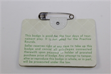 1978 Masters Tournament SERIES Badge #18982 - Gary Player Winner