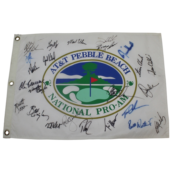 Multi-Signed AT&T Pebble Beach National Pro-Am Flag With 24 Signatures - Phil Mickelson JSA ALOA