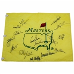 Multi-Signed Undated Masters Champs Flag With Palmer, Nicklaus, Woods, & 13 Others JSA ALOA