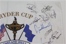 2004 Ryder Cup at Oakland Hills Flag With Tiger Woods, Phil Mickelson, & 23 others JSA ALOA