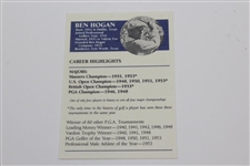 Ben Hogan Signed Career Highlights Golf Card JSA ALOA