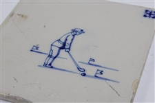Five (5) Delft Tiles with One Golf & other Scenes Depicted