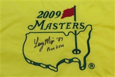 Larry Mize Signed 2009 Masters Embroidered Flag with Year Won Notation & Scripture JSA ALOA