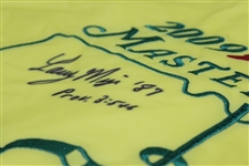 Larry Mize Signed 2009 Masters Embroidered Flag with Year Won Notation & Scripture JSA ALOA