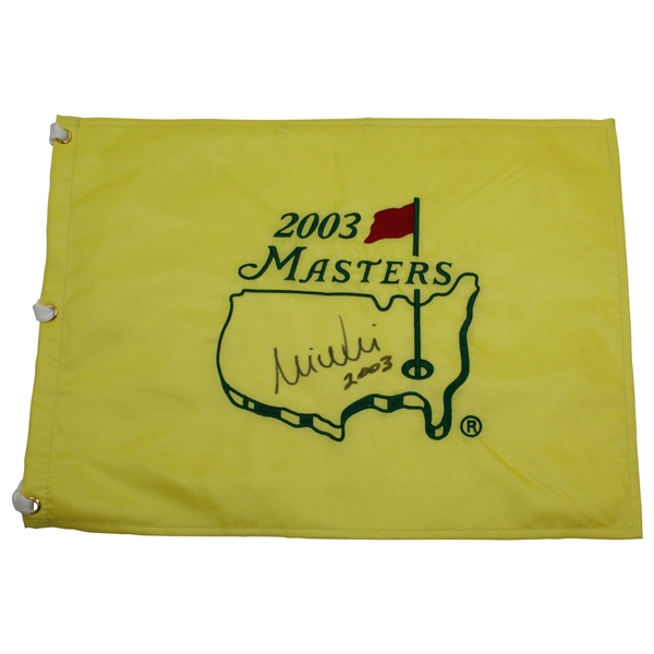 Mike Weir Signed 2003 Masters Embroidered Flag with Year Won Notation JSA ALOA