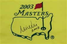 Mike Weir Signed 2003 Masters Embroidered Flag with Year Won Notation JSA ALOA