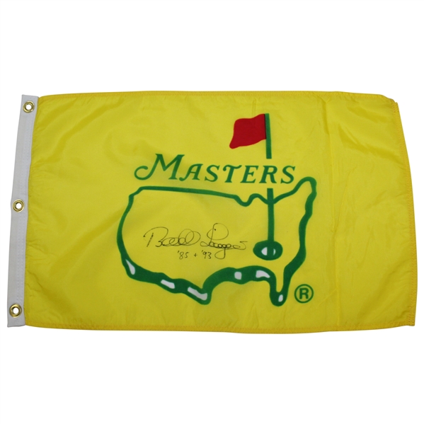 Bernhard Langer Signed 1995 Masters Yellow Screen Flag with Years Won JSA ALOA
