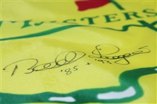 Bernhard Langer Signed 1995 Masters Yellow Screen Flag with Years Won JSA ALOA