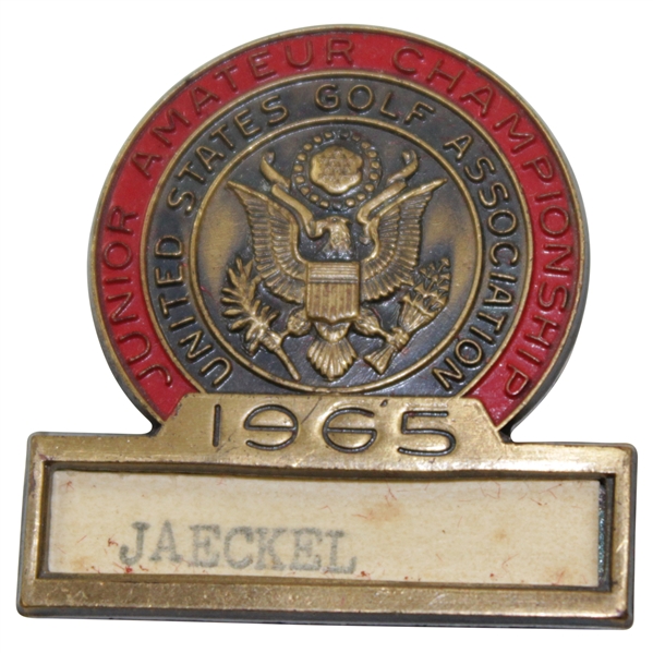 Barry Jaeckel's 1965 US Junior Amateur Open Golf Championship Contestant Badge