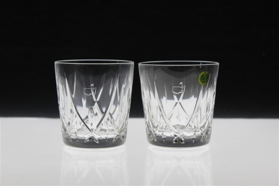 2003 Augusta National Golf Club Ltd Ed Employee Masters Gift Two Old Fashion/Rocks Glasses (Missing Two)