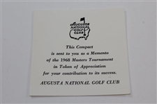 1968 Augusta National Golf Club Ltd Ed Employee Masters Gift Compact in Box with Card