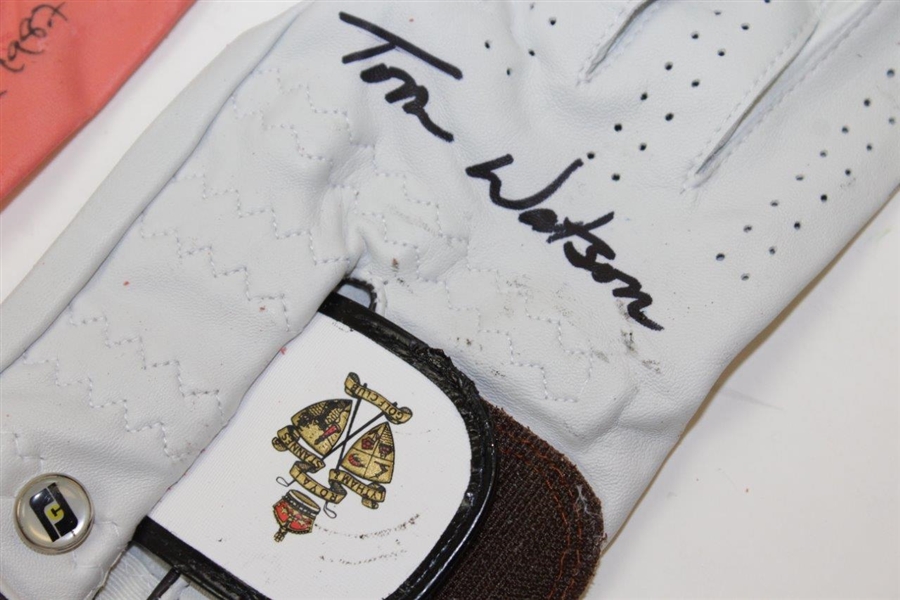 Nick Faldo & Tom Watson Signed Golf Gloves JSA ALOA