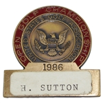 Hal Suttons 1986 US Open Championship at Shinnecock Hills Contestant Badge
