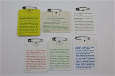 1980, 1981, 1982, 1983, 1984, & 1985 Masters Tournament SERIES Badges