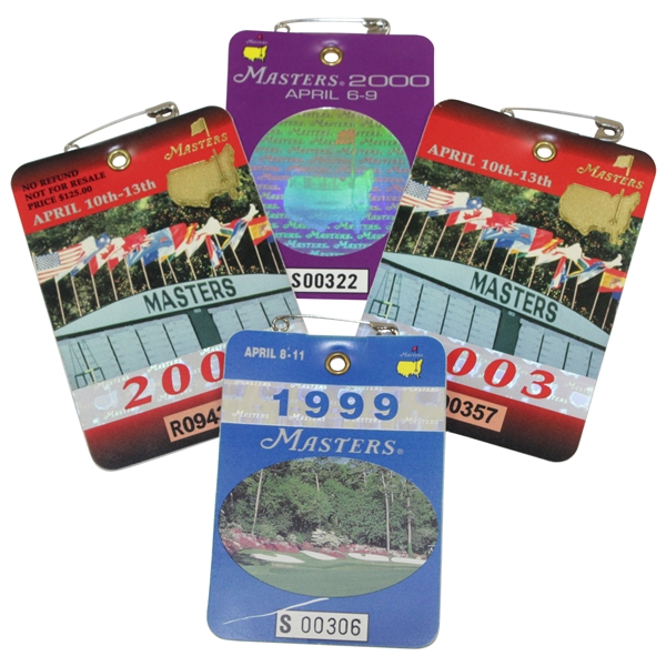 1999, 2000 & 2003(x2) Masters Tournament SERIES Badges