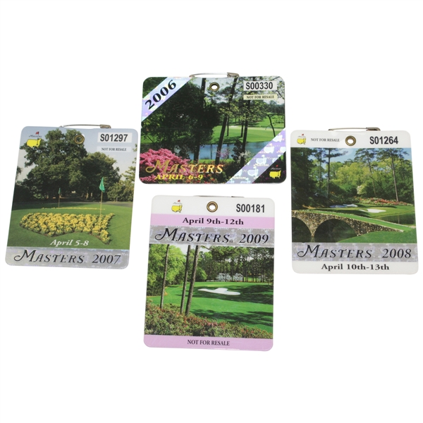 2006, 2007, 2008 & 2009 Masters Tournament SERIES Badges - Mickelson, Johnson, Immelman & Cabrera