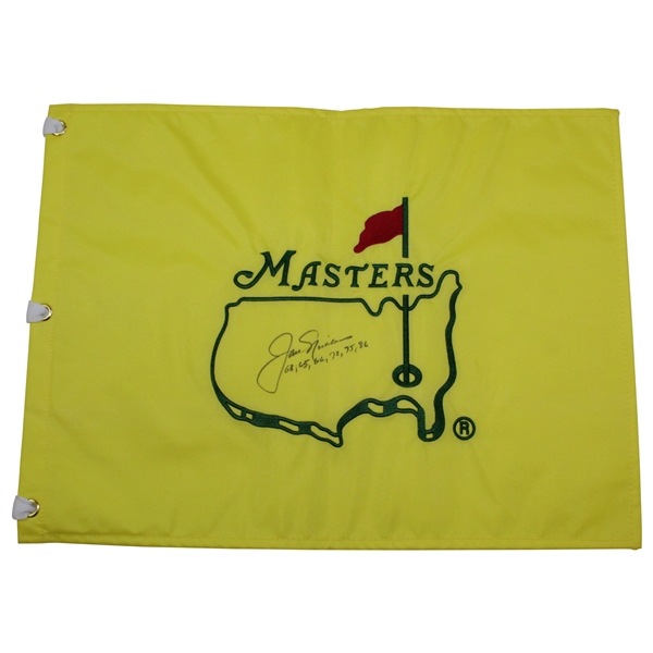 Jack Nicklaus Signed Undated Masters Embroidered Flag with Years Won Notation JSA ALOA