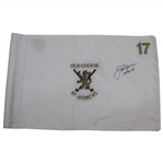 Jack Nicklaus Signed Old Course St. Andrews Embroidered White 17 Flag with Years Won & Letter JSA ALOA