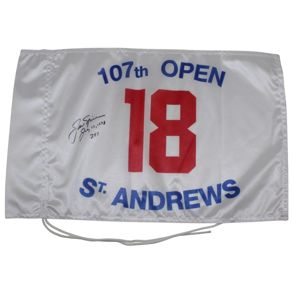 Jack Nicklaus Signed 107th OPEN St. Andrews Replica White Flag with 1978 Date & Score & Letter JSA ALOA