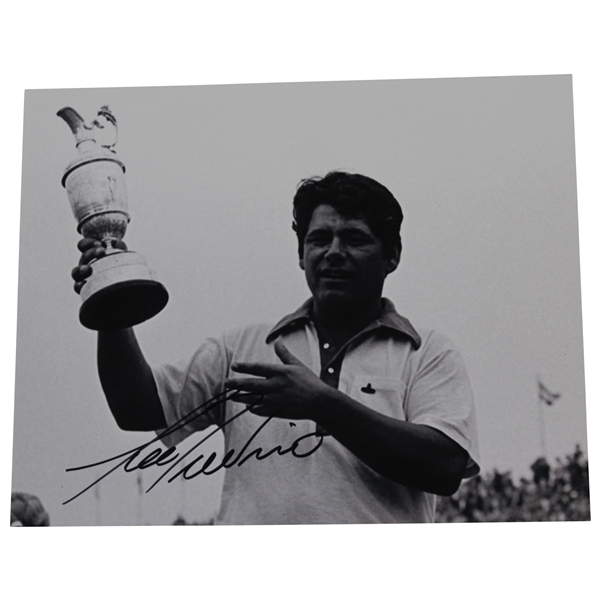 Lee Trevino Signed Photo at The 1971 Open at Royal Birkdale Holding Trophy JSA ALOA