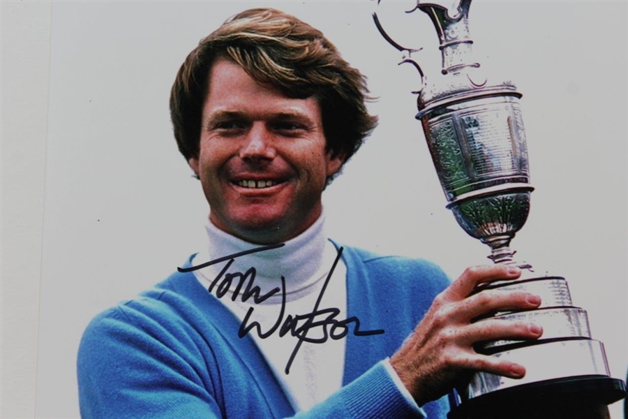 Tom Watson Signed Photo at The 1980 Open at Muirfield Holding TrophyJSA ALOA
