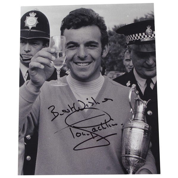 Tony Jacklin Signed Photo at The 1969 Open at Royal Lytham Holding Trophy & A Drink JSA ALOA