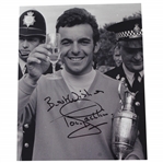 Tony Jacklin Signed Photo at The 1969 Open at Royal Lytham Holding Trophy & A Drink JSA ALOA