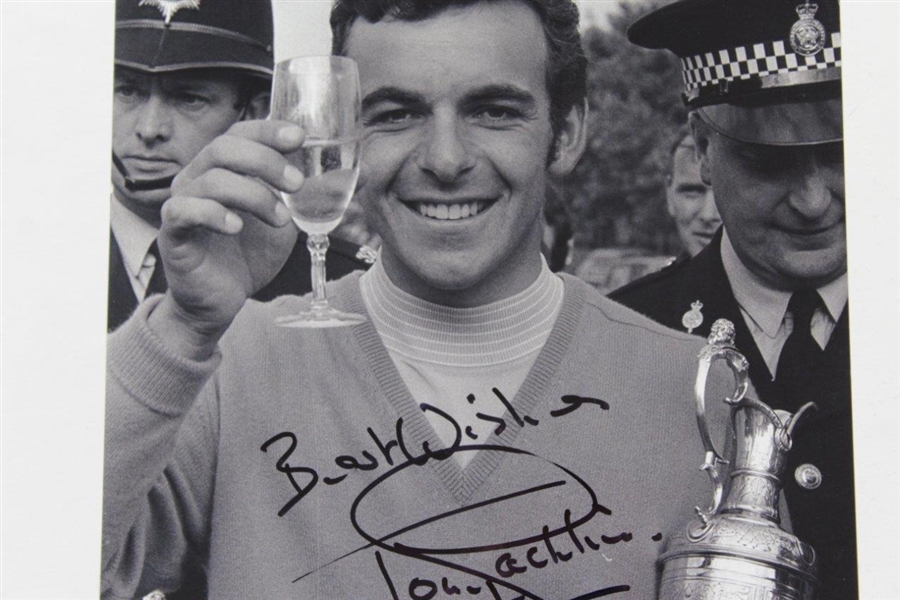Tony Jacklin Signed Photo at The 1969 Open at Royal Lytham Holding Trophy & A Drink JSA ALOA