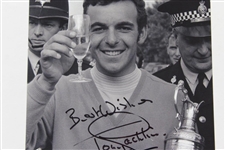 Tony Jacklin Signed Photo at The 1969 Open at Royal Lytham Holding Trophy & A Drink JSA ALOA