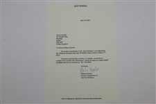 Jack Nicklaus Signed Black & White Photo at The 1966 Open at Muirfeild with Letter - JSA ALOA