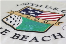 Woods & Nicklaus Signed 2000 US Open at Pebble Beach Embroidered Flag JSA ALOA