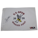 Bryson Dechambeau Signed 2020 US Open at Winged Foot White Embroidered Flag JSA ALOA