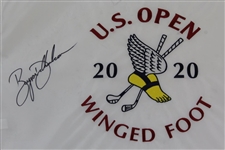 Bryson Dechambeau Signed 2020 US Open at Winged Foot White Embroidered Flag JSA ALOA