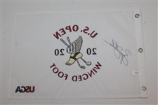 Bryson Dechambeau Signed 2020 US Open at Winged Foot White Embroidered Flag JSA ALOA