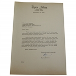 Byron Nelson Signed November 18, 1965 Letter to Jack Sargent at Peachtree JSA ALOA