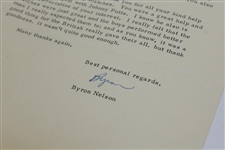 Byron Nelson Signed November 18, 1965 Letter to Jack Sargent at Peachtree JSA ALOA