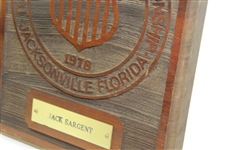 1978 PGA Tour Tournament Players Champinkship Wood Carved Plaque Given To Jack Sargent